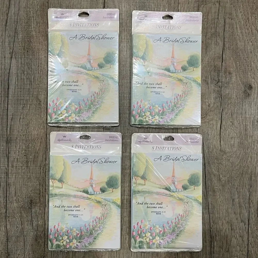Set of 4 Packs Vintage Hallmark Bridal Shower Invitation Nostalgia NEW 32 Total
